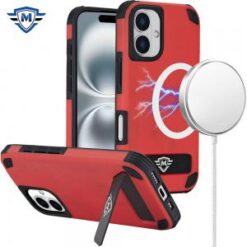 [METKASE]  iPhone 16 6.1 inch Magnetic Heavy Duty Hybrid Case with Rotational Stand - Dark Blue