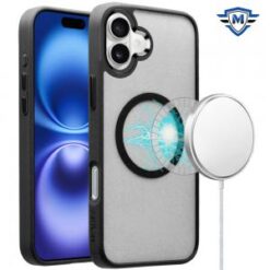 [METKASE] For iPhone 16 Plus 6.7 inch Magnetic CLARITY Transparent Hybrid - Black