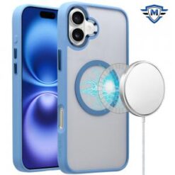 [METKASE] For iPhone 16 Plus 6.7 inch Magnetic CLARITY Transparent Hybrid - Blue