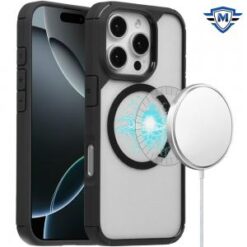 [METKASE]  iPhone 16 Pro Max 6.9 inch Magnetic DEFENSE Transparent Hybrid - Black