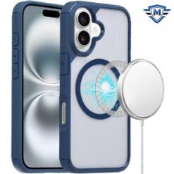 [METKASE] For iPhone 16 Plus 6.7 inch Magnetic DEFENSE Transparent Hybrid - Blue