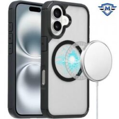 iPhone 16 6.1 inch METKASE Magnetic Circle Ring Transparent Premium Acrylic Case Cover with Meta