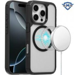 [METKASE]  iPhone 16 Pro 6.3 inch Magnetic DEFENSE Transparent Hybrid - Black