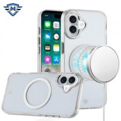 For iPhone 16 Plus 6.7 inch METKASE Magnetic Circle Ring Transparent Premium Acrylic Case Cover with