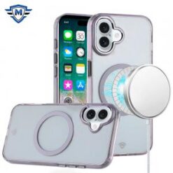 For iPhone 16 Plus 6.7 inch METKASE Magnetic Circle Ring Transparent Premium Acrylic Case Cover with