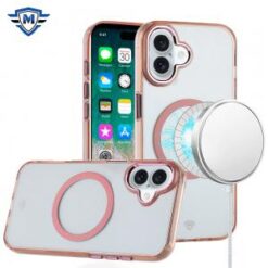 For iPhone 16 Plus 6.7 inch METKASE Magnetic Circle Ring Transparent Premium Acrylic Case Cover with