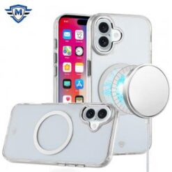iPhone 16 6.1 inch METKASE Magnetic Circle Ring Transparent Premium Acrylic Case Cover with Meta