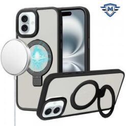 For iPhone 16 Plus 6.7 inch METKASE Metal Chrome Kickstand [Magnetic Circle] Shockproof Matching Cam