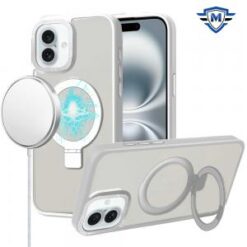 For iPhone 16 Plus 6.7 inch METKASE Metal Chrome Kickstand [Magnetic Circle] Shockproof Matching Cam