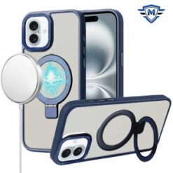 For iPhone 16 Plus 6.7 inch METKASE Metal Chrome Kickstand [Magnetic Circle] Shockproof Matching Cam
