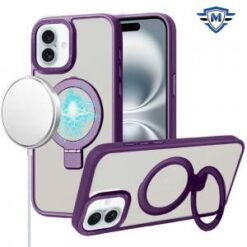 For iPhone 16 Plus 6.7 inch METKASE Metal Chrome Kickstand [Magnetic Circle] Shockproof Matching Cam