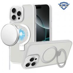 iPhone 16 Pro 6.3 inch METKASE Metal Chrome Kickstand [Magnetic Circle] Shockproof Matching Came