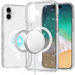 For iPhone 16 Plus 6.7 inch METKASE Glitter Ultra [Magnetic Circle] Thick 3mm Transparent Hybrid in