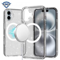 For iPhone 16 Plus 6.7 inch METKASE Glitter Ultra [Magnetic Circle] Thick 3mm Transparent Hybrid in