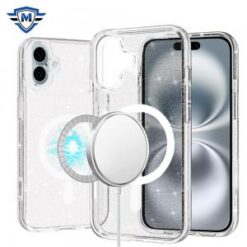 iPhone 16 6.1 inch METKASE Glitter Ultra [Magnetic Circle] Thick 3mm Transparent Hybrid in Slide