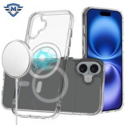 For iPhone 16 Plus 6.7 inch METKASE Thick Transparent [Magnetic Circle] Shockproof Hybrid in Slide-O