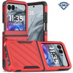 For Motorola Razr 2024 METKASE Noble lined shockproof dual layer hybrid in Slide-Out Package - Red/B