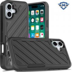 For iPhone 16 Plus 6.7 inch METKASE Noble lined shockproof dual layer hybrid in Slide-Out Package -