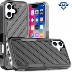 iPhone 16 6.1 inch METKASE Noble lined shockproof dual layer hybrid in Slide-Out Package - Grey/