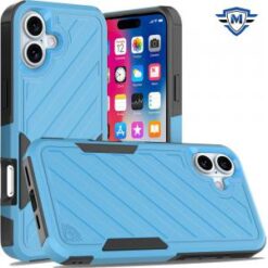 iPhone 16 6.1 inch METKASE Noble lined shockproof dual layer hybrid in Slide-Out Package - Blue/