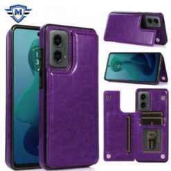 For Motorola Moto G 5G 2024 METKASE Luxury Side Magnetic Button Card ID Holder PU Leather Case Cover