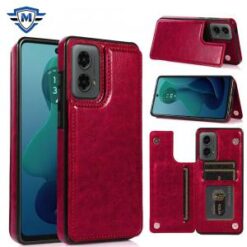 For Motorola Moto G 5G 2024 METKASE Luxury Side Magnetic Button Card ID Holder PU Leather Case Cover