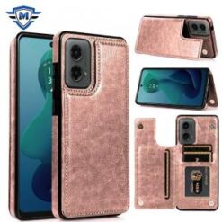For Motorola Moto G 5G 2024 METKASE Luxury Side Magnetic Button Card ID Holder PU Leather Case Cover