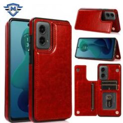 For Motorola Moto G 5G 2024 METKASE Luxury Side Magnetic Button Card ID Holder PU Leather Case Cover