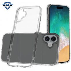 For iPhone 16 Plus 6.7 inch METKASE PURE CRYSTAL Transparent Thick 2.0mm ShockProof Chromed Buttons