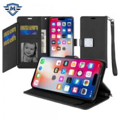 iPhone 16 Pro 6.3 inch METKASE Wallet ID Card Holder Case Cover in Slide-Out Package - Black