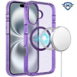 [METKASE] For iPhone 16 Plus 6.7 inch Glitter Case with Magnetic Circle - Purple Glitter