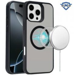 [METKASE]  iPhone 16 Pro Max 6.9 inch Magnetic Circle Smooth Touch Tough Hybrid - Black