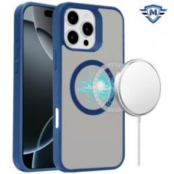 [METKASE]  iPhone 16 Pro Max 6.9 inch Magnetic Circle Smooth Touch Tough Hybrid - Dark Blue