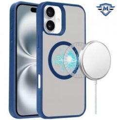 [METKASE] For iPhone 16 Plus 6.7 inch Magnetic Circle Smooth Touch Tough Hybrid - Dark Blue