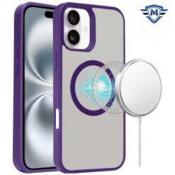 [METKASE] For iPhone 16 Plus 6.7 inch Magnetic Circle Smooth Touch Tough Hybrid - Dark Purple