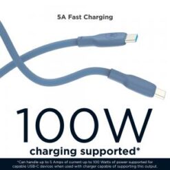 Motorola TurboPower Silicone 5A Black USB-C to USB-C Cable- 100W, 40k bends, Flexible for Type C 6.6