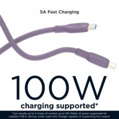 Motorola TurboPower Silicone 5A Black USB-C to USB-C Cable- 100W, 40k bends, Flexible for Type C 6.6