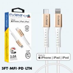 3 Feet - [Type C (PD) - iPhone Lightning - MFI]  3 AMP RIVIERA - Fast Charging Cable - White (8)