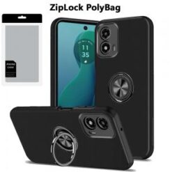 [PolyBag] For Motorola Moto G 5G 2024 CHIEF Oil Painted Magnetic Ring Stand Hybrid - Black