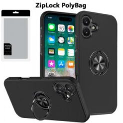 [PolyBag] For iPhone 16 Plus 6.7 inch CHIEF Oil Painted Magnetic Ring Stand Hybrid - Black