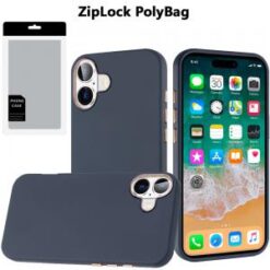 [PolyBag] For iPhone 16 Plus 6.7 inch Classy Slick Chromed Around Hybrid - Dark Blue