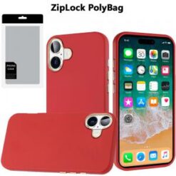 [PolyBag] For iPhone 16 Plus 6.7 inch Classy Slick Chromed Around Hybrid - Red