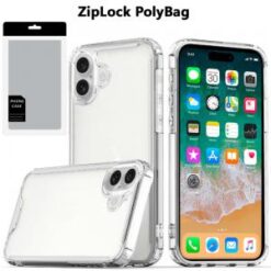 [PolyBag] For iPhone 16 Plus 6.7 inch Colored Shockproof Transparent Hard PC TPU Hybrid - Clear/Clea