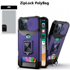 [PolyBag]  iPhone 16 Pro Max 6.9 inch Multi-Functional Card Magnetic Ring Stand Hybrid Camera - D