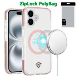 iPhone 16 6.1 inch Metal Chrome Kickstand [Magnetic Circle] Shockproof Matching Camera Hybrid -