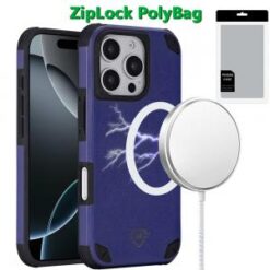 [PolyBag]  iPhone 16 Pro Max 6.9 inch Magnetic Heavy Duty Hybrid Case with Rotational Stand - Dar