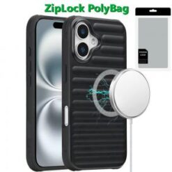 [PolyBag] For iPhone 16 Plus 6.7 inch Magnetic Chrome Case - Solid Black