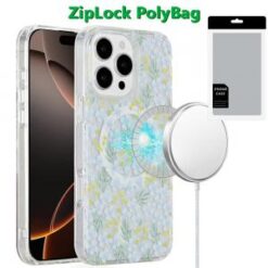 [PolyBag]  iPhone 16 Pro Max 6.9 inch Magnetic Double Layer IMD Design Case - Floral C