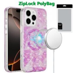 [PolyBag]  iPhone 16 Pro Max 6.9 inch Magnetic Double Layer IMD Design Case - Pink Holographic
