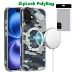 [PolyBag] For iPhone 16 Plus 6.7 inch Magnetic Double Layer IMD Design Case - Green Camo
